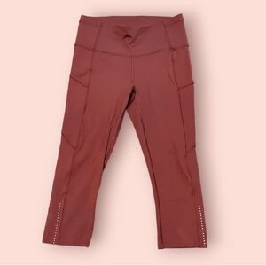 Lululemon Fast And Free Cropped Leggings Maroon Size 8